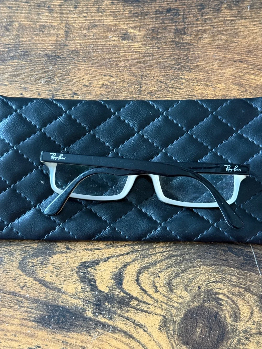 Black Rectangular Reading Glasses with White Arms